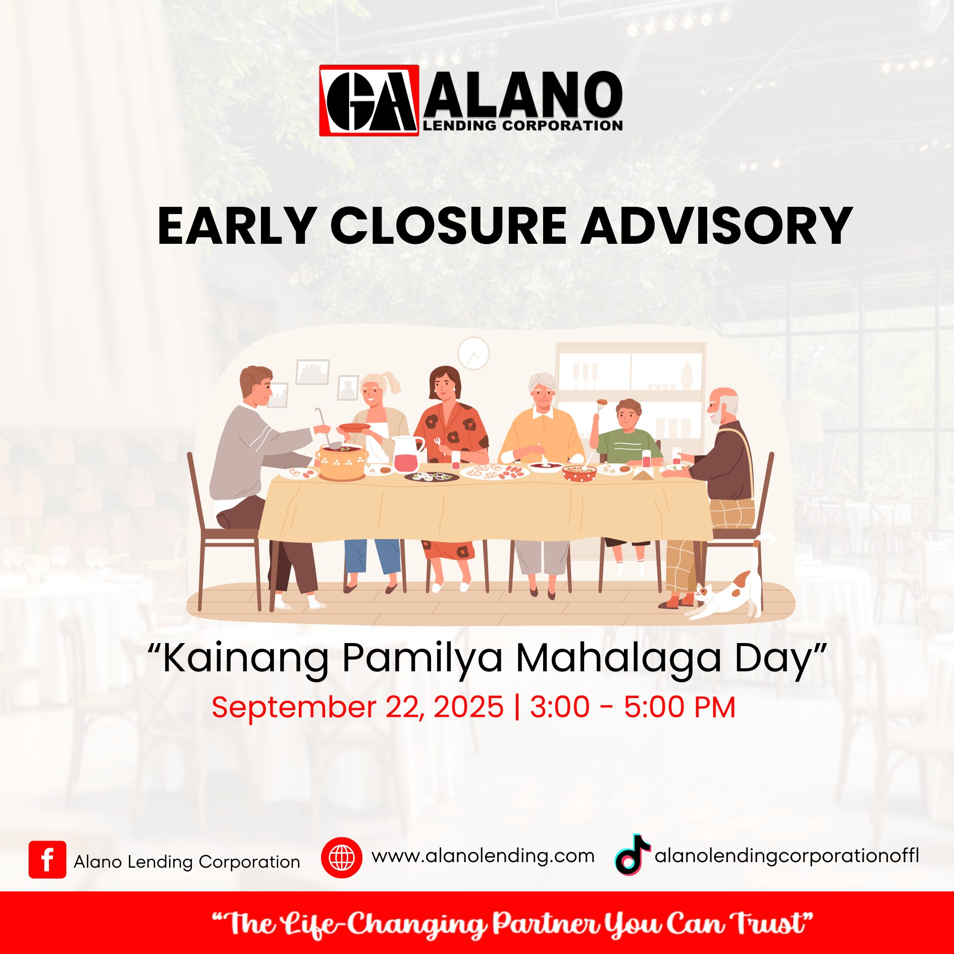 Early Closure Advisory!