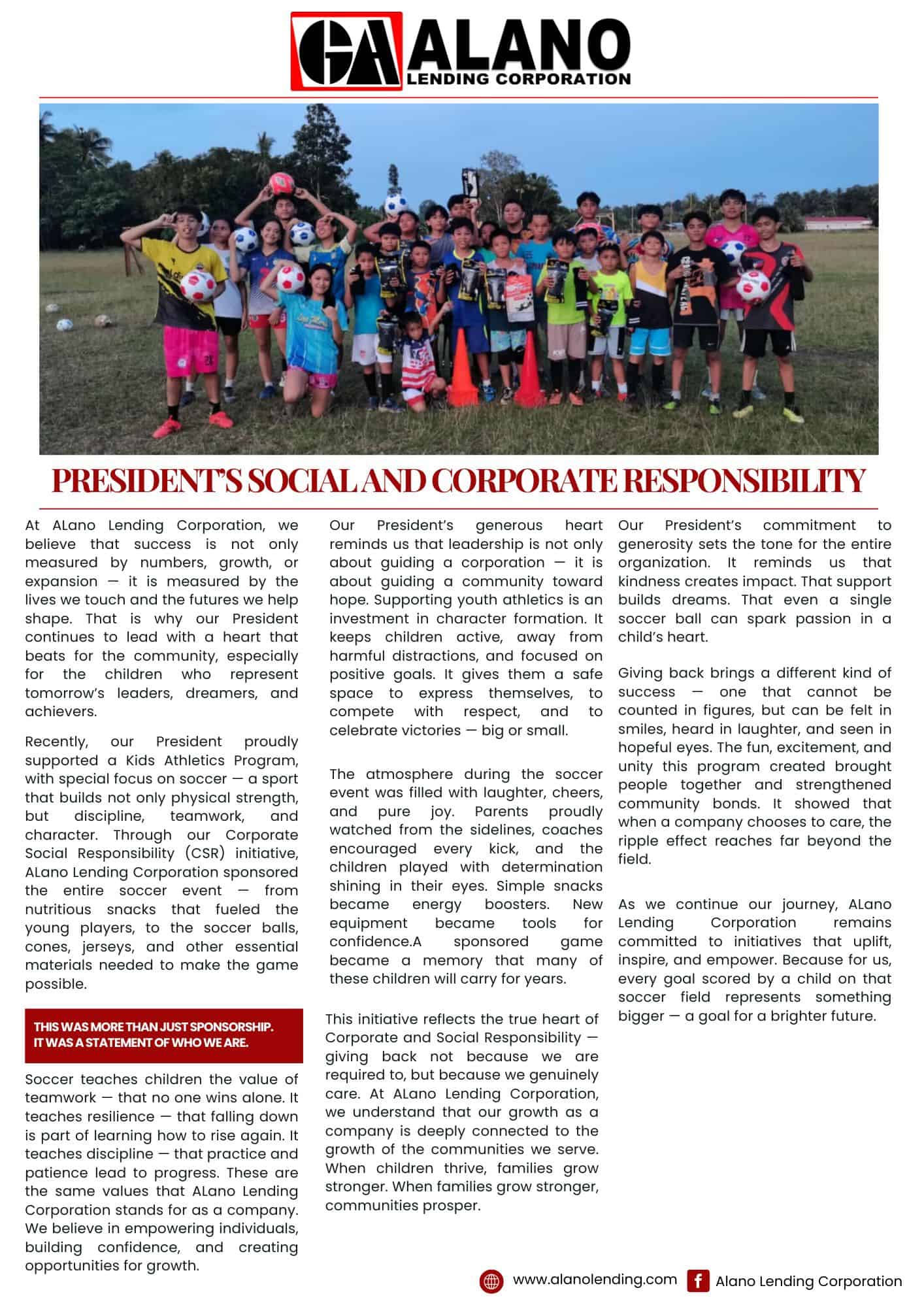 1st Half 2025 Events of Alano Lending Corporation